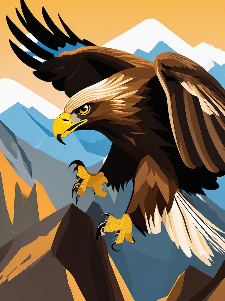 Golden Eagle in Mountainous Terrain Emoji Sticker - Majestic hunter in alpine peaks, , sticker vector art, minimalist design