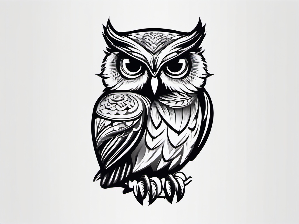 Cute Little Owl Tattoos - Keep it cute and charming with small and adorable owl-themed tattoos.  simple color tattoo,vector style,white background