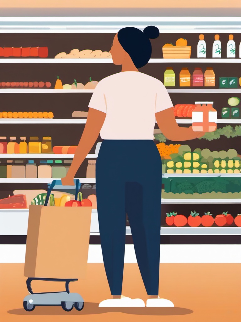 Person clipart - person shopping for groceries  color,minimalist,vector clipart