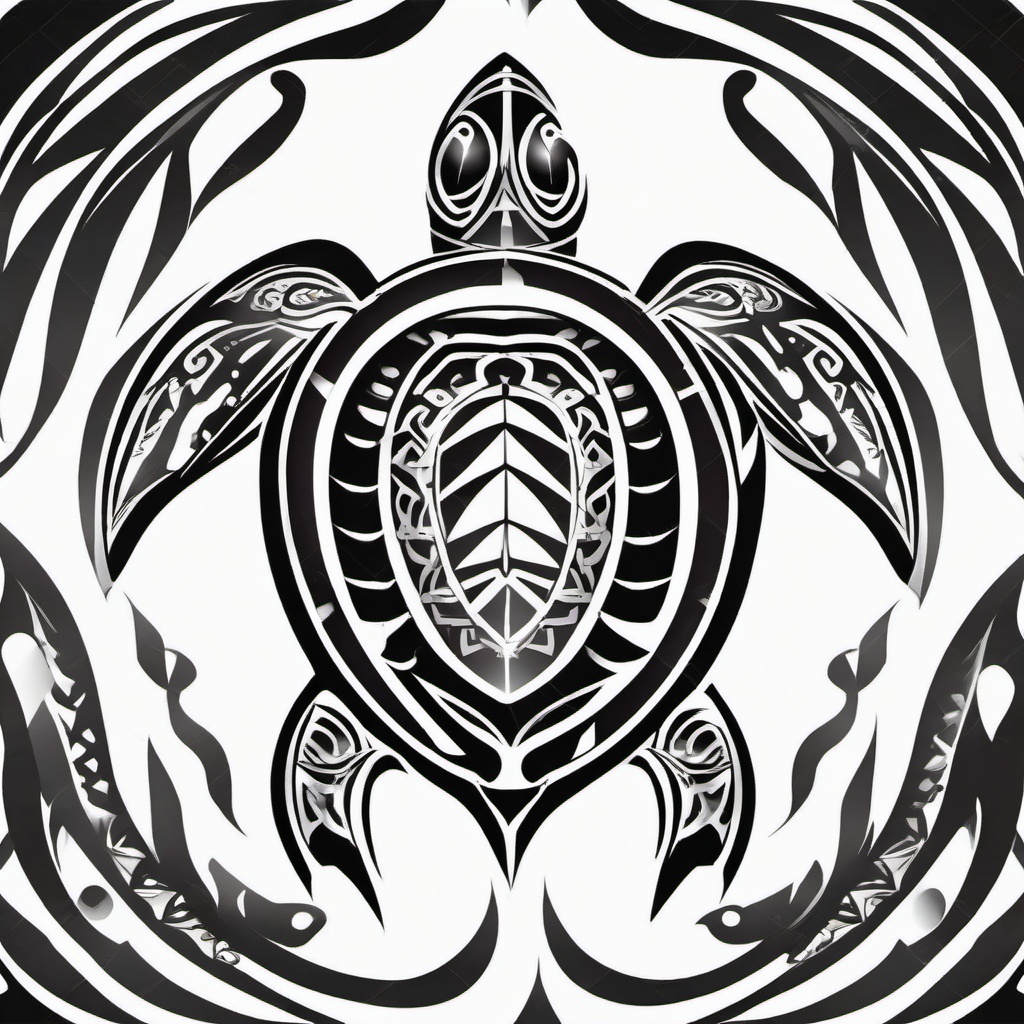 Tribal Hawaiian Turtle Tattoo - Showcase strength and cultural symbolism with a tribal-inspired tattoo featuring a Hawaiian turtle.  simple vector color tattoo,minmal,white background