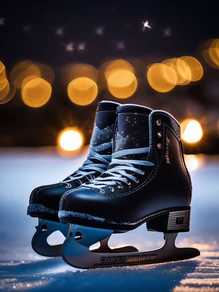 Ice Skating under the Stars  background picture, close shot professional product  photography, natural lighting, canon lens, shot on dslr 64 megapixels sharp focus