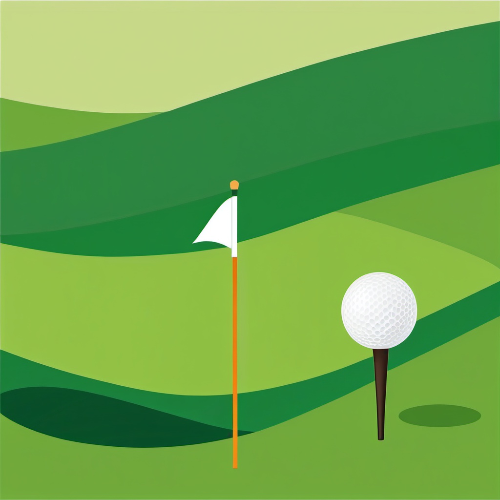 Golf Flag and Hole Clipart - A golf flag by the hole on the green.  color vector clipart, minimal style