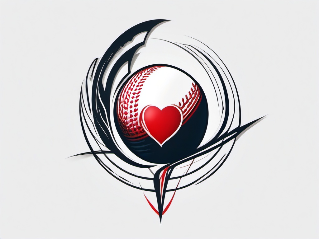 Cricket Heartbeat Tattoo - Celebrate your love for cricket with a tattoo featuring a rhythmic heartbeat line and a cricket ball.  simple vector color tattoo,minimal,white background