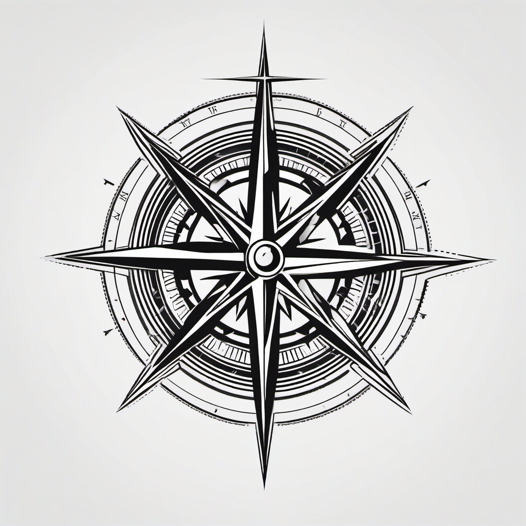 American Traditional Compass Tattoo - Traditional American-style compass tattoo.  simple vector tattoo,minimalist,white background