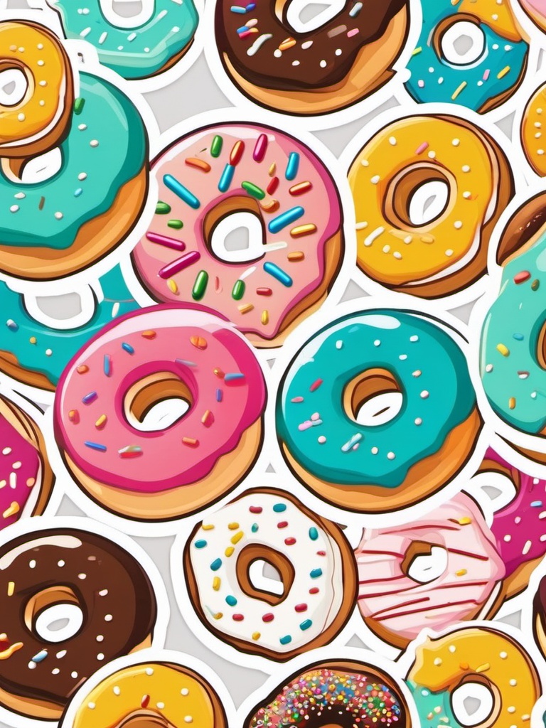 Doughnut Sprinkles Sticker - Sweet confection, ,vector color sticker art,minimal