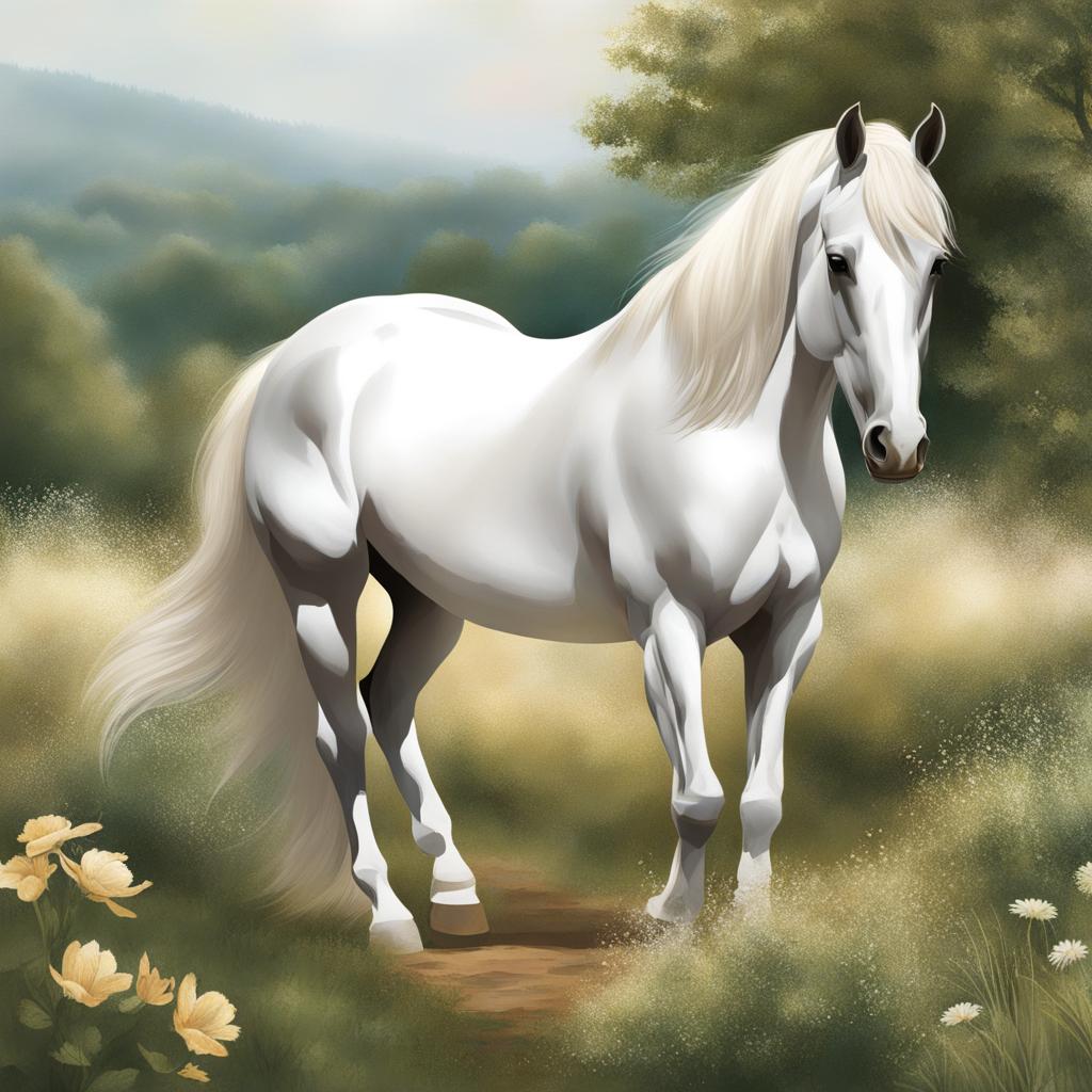 horse clipart - graceful horse illustration in a natural setting. 