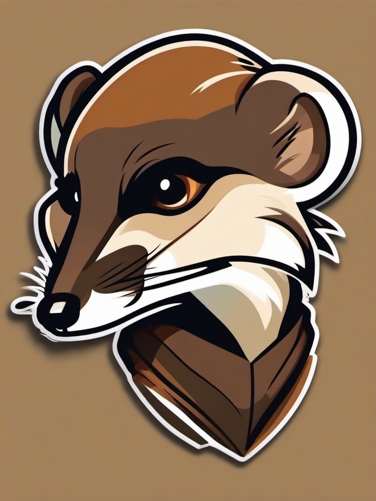 Weasel cartoon - sleek, fast-moving hunter  cartoon sticker style