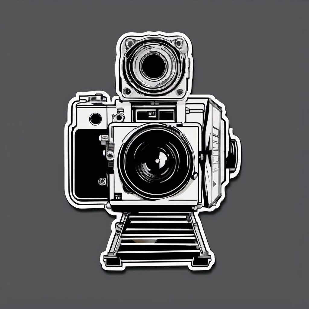 Film camera and director's clapboard sticker- Cinematic creation, , sticker vector art, minimalist design