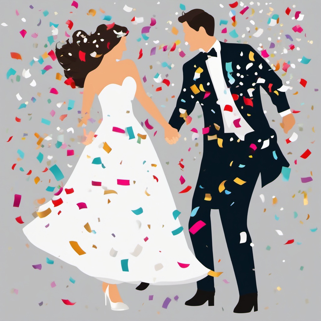 Wedding Confetti clipart - Throwing confetti at the newlyweds, ,vector color clipart,minimal