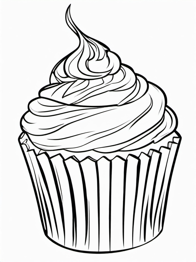 Cupcake Coloring Pages - Cupcake baking in the oven  simple coloring pages