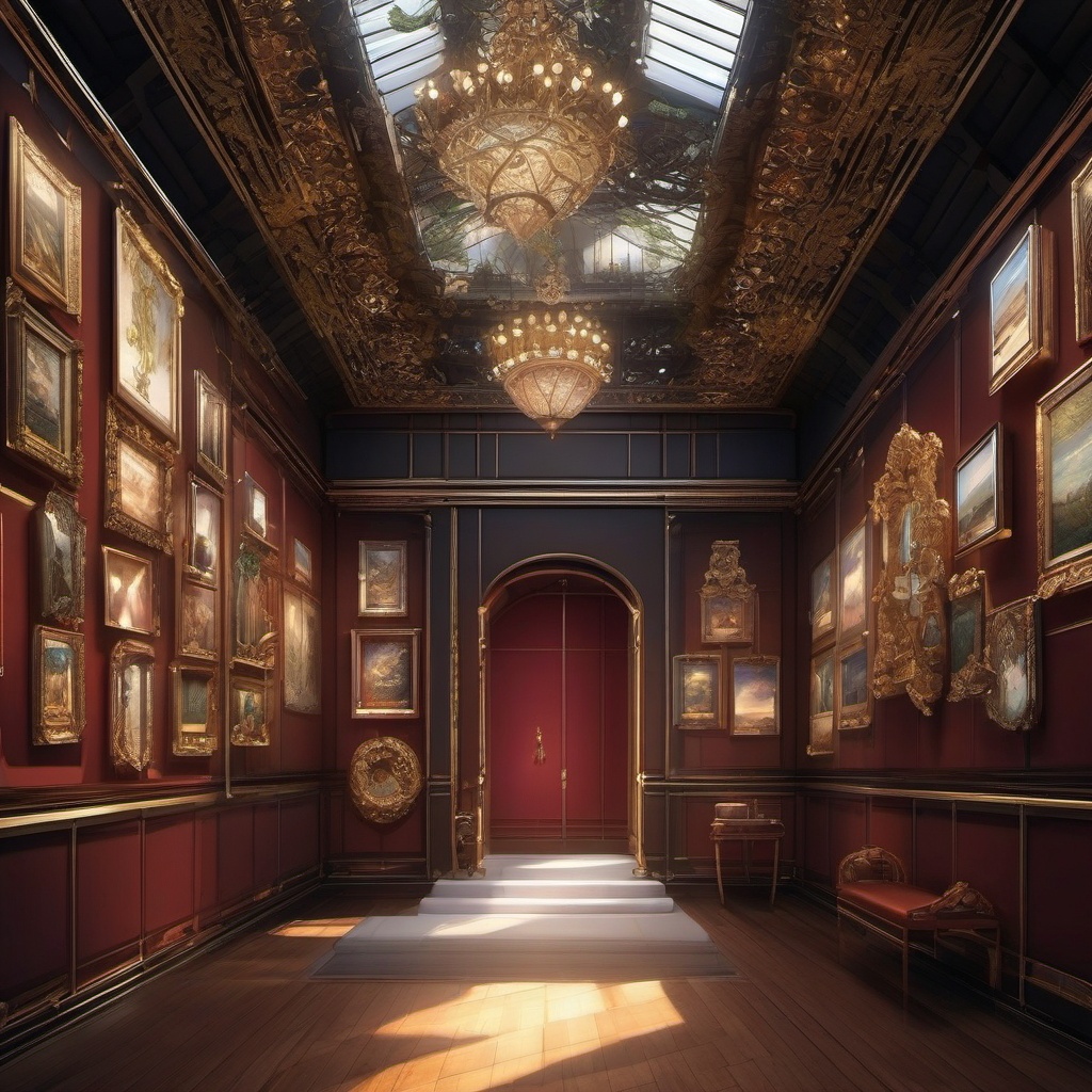 Art Gallery Showcase in Anime Beautiful Anime Wallpapers intricate details, patterns, wallpaper photo