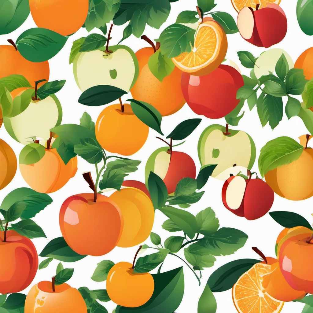 Apples and Oranges clipart - Colorful fruits in a basket, ,vector color clipart,minimal