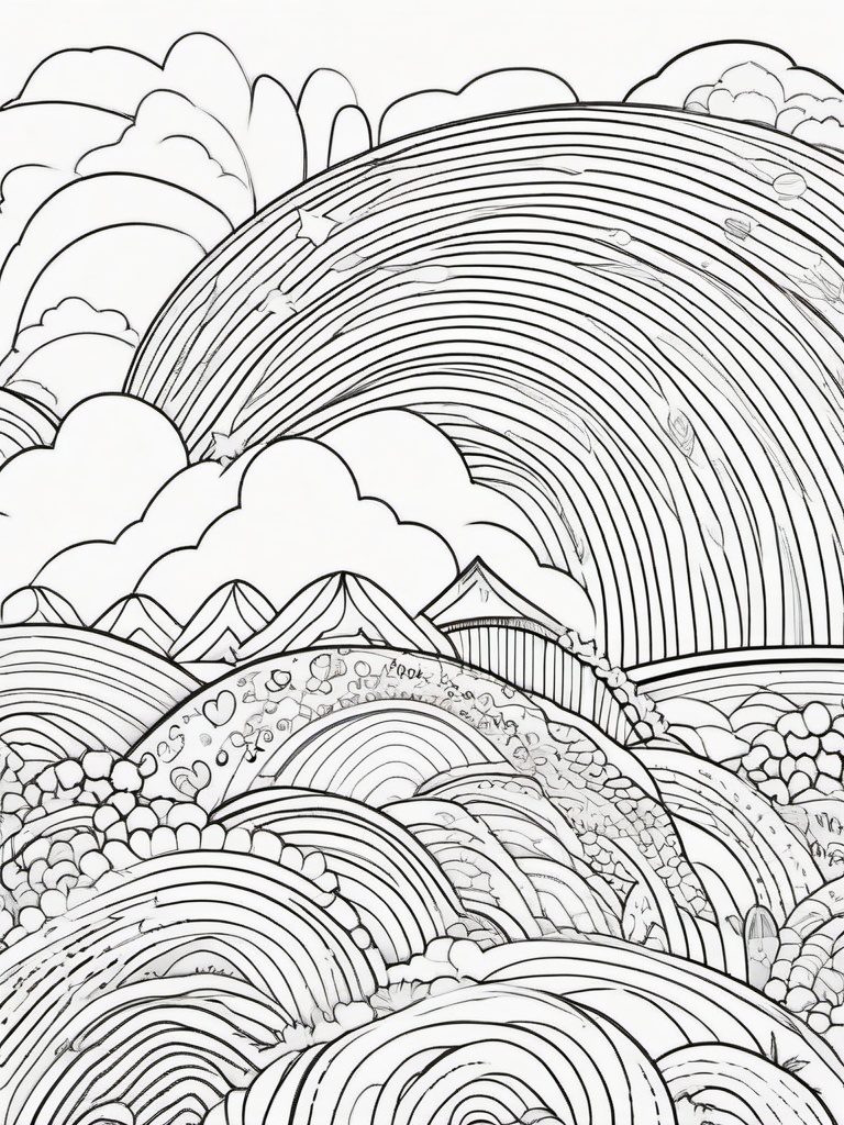 Rainbow Coloring Page - Rainbow with inspirational quotes integrated.  easy,simple,minimal,coloring pages,black and white outline
