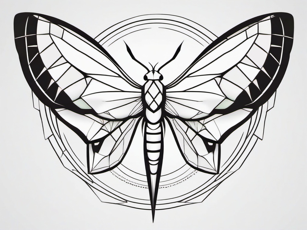 Geometric Luna Moth Tattoo - Geometrically styled luna moth tattoo.  simple vector tattoo,minimalist,white background