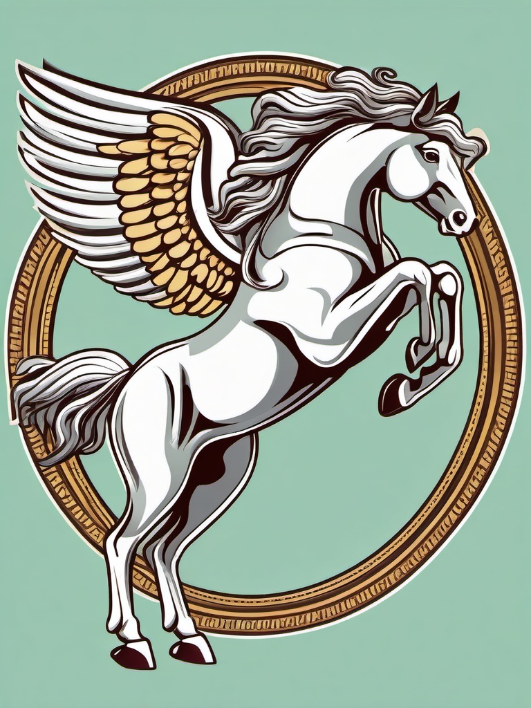 Pegasus clipart - Winged horse from Greek mythology in the air, ,color clipart vector style