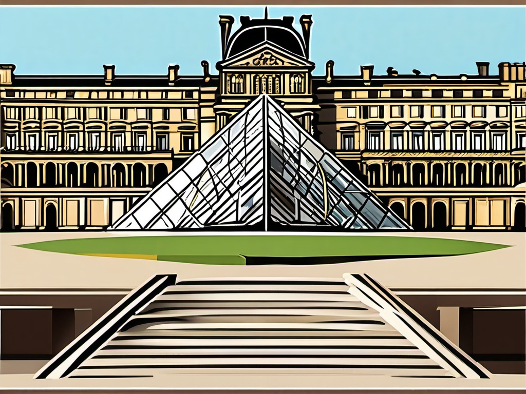 The Louvre clipart - World's largest art museum in Paris, France, ,color clipart vector style