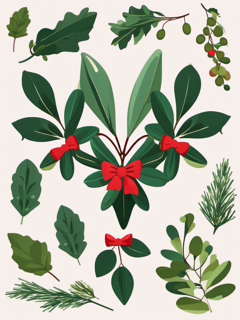 Mistletoe Clipart,Decorating a romantic event with mistletoe clipart  simple, 2d flat