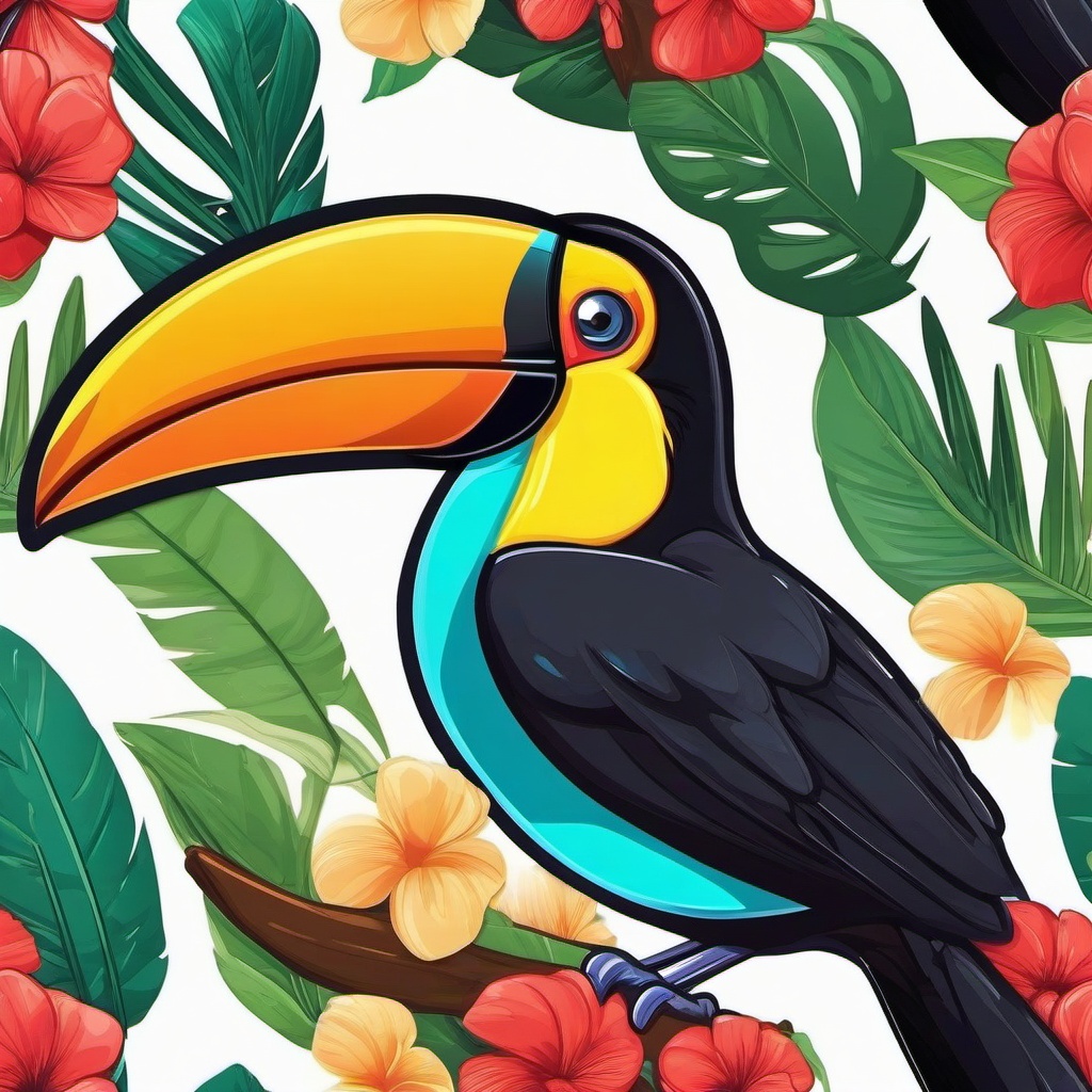 Toucan cartoon - bird with a giant colorful beak  cartoon sticker style