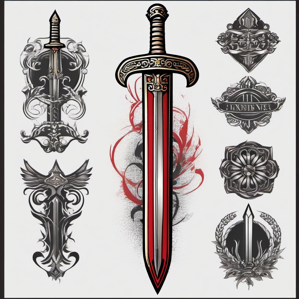 roman sword tattoo  simple vector color tattoo