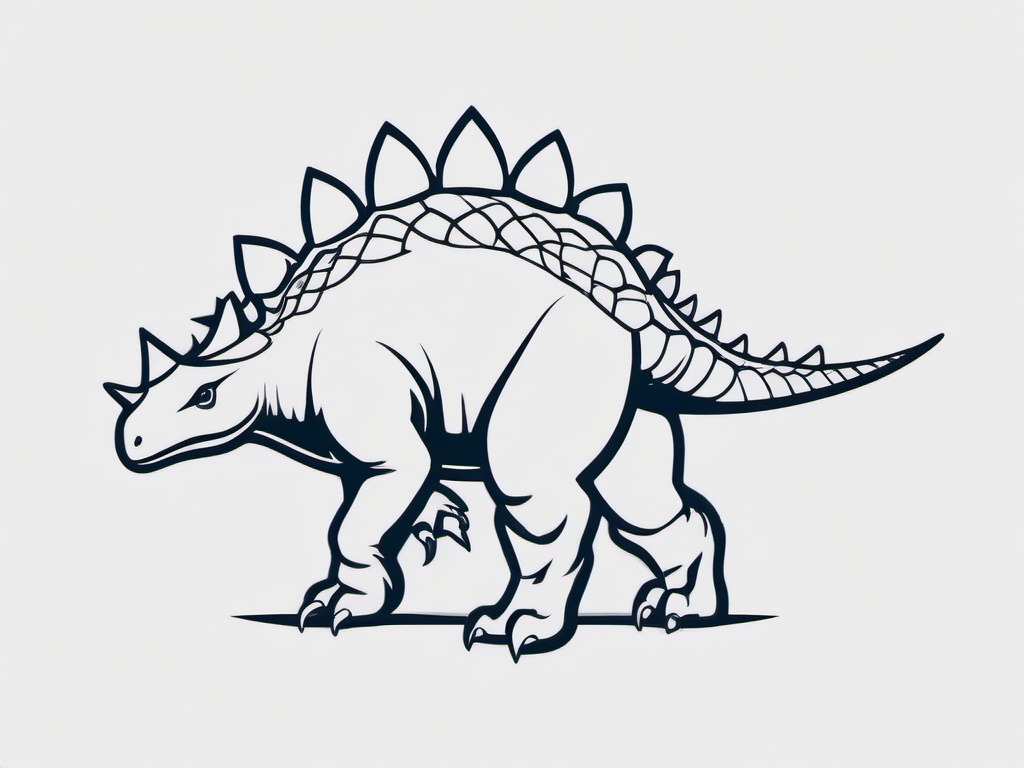 Minimalist Stegosaurus Tattoo - Showcase elegance with a minimalist and charming Stegosaurus-themed tattoo.  simple vector color tattoo,minimal,white background