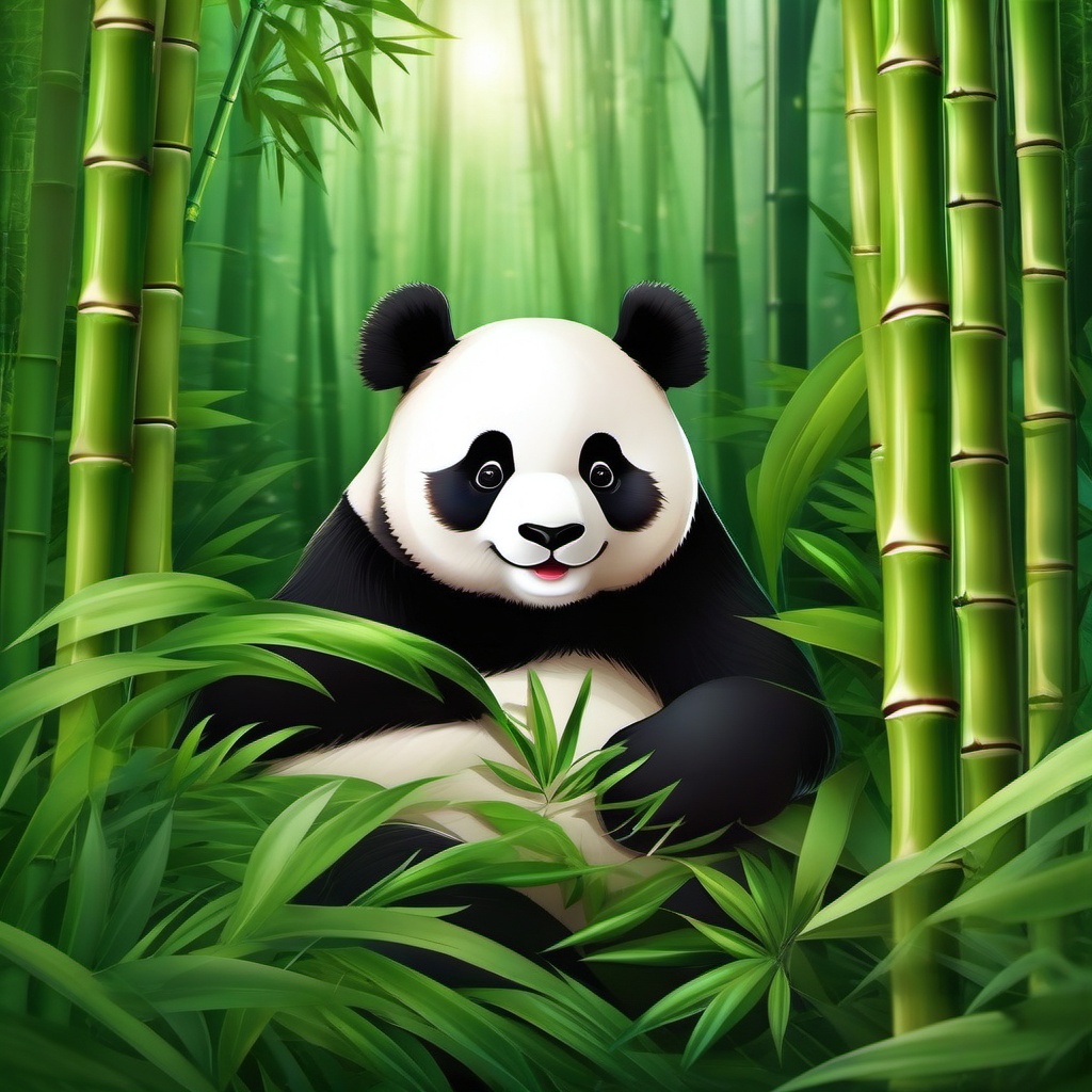 Panda Clipart in a Bamboo Forest,Adorable panda amidst a bamboo forest, an emblem of peace and harmony. 