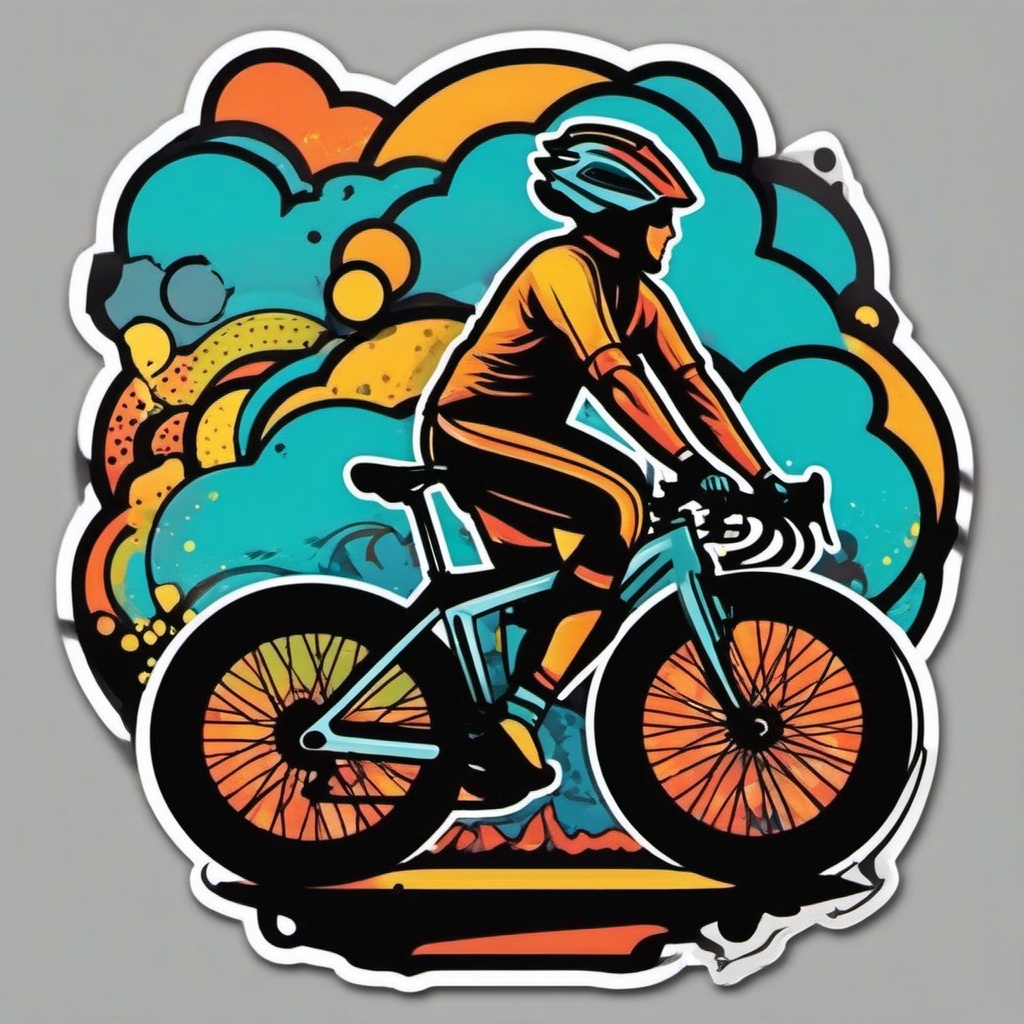 Bike Ride sticker- Cycling Freedom Joy, , color sticker vector art