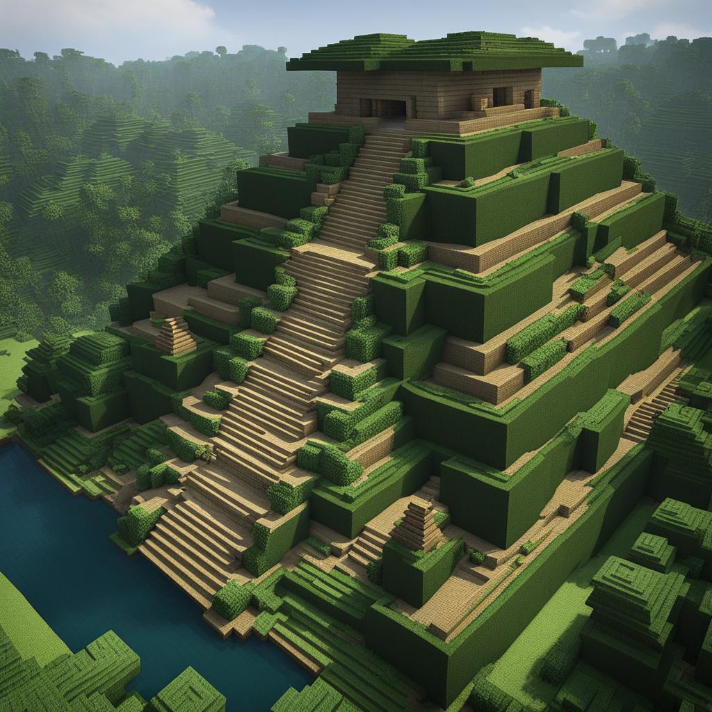 mesoamerican ziggurat rising from the jungle - minecraft house design ideas 