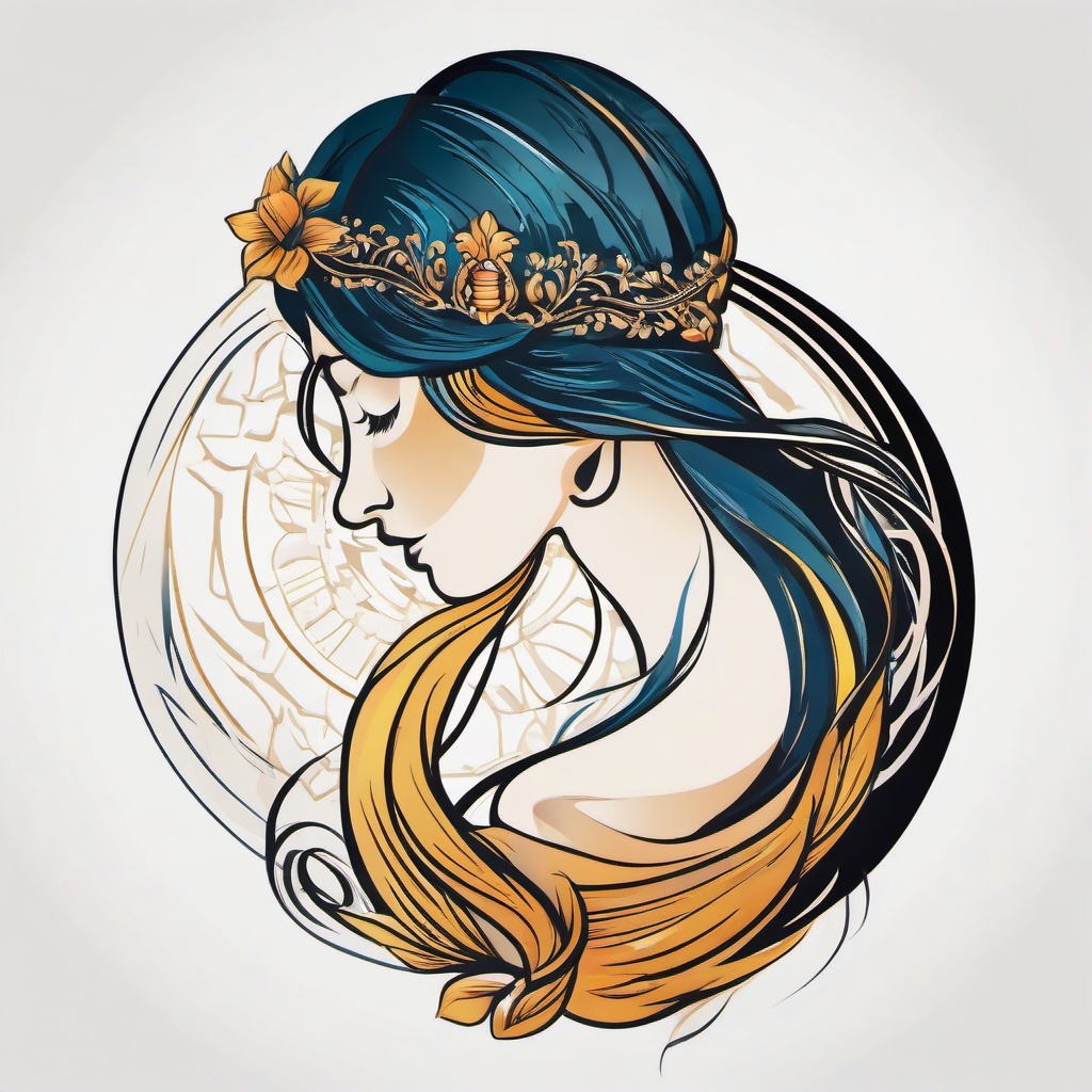 virgo horoscope tattoo  simple vector color tattoo