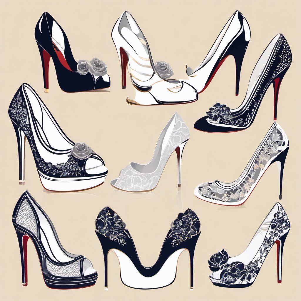 Wedding Shoes clipart - Stylish wedding shoes for the bride, ,vector color clipart,minimal