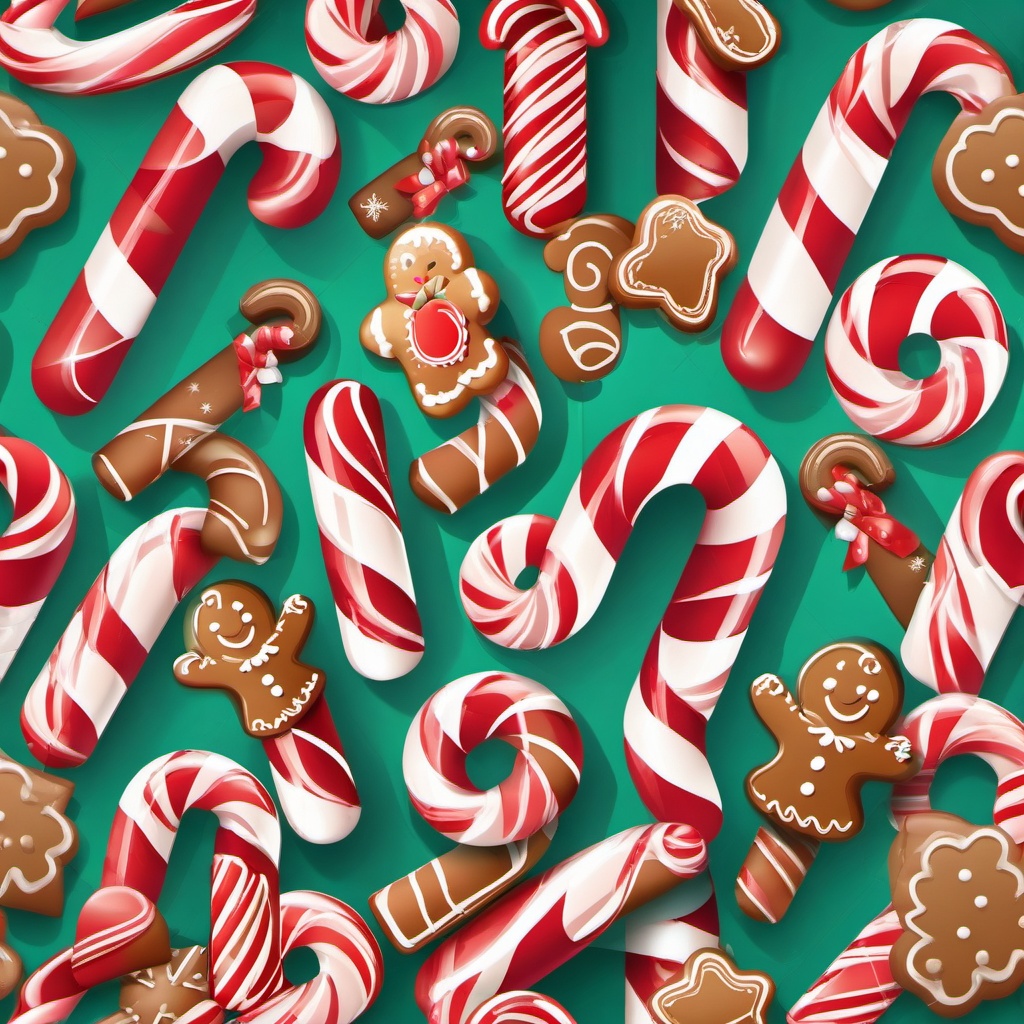 Candy Cane clipart - candy cane paired with gingerbread  color,minimalist,vector clipart