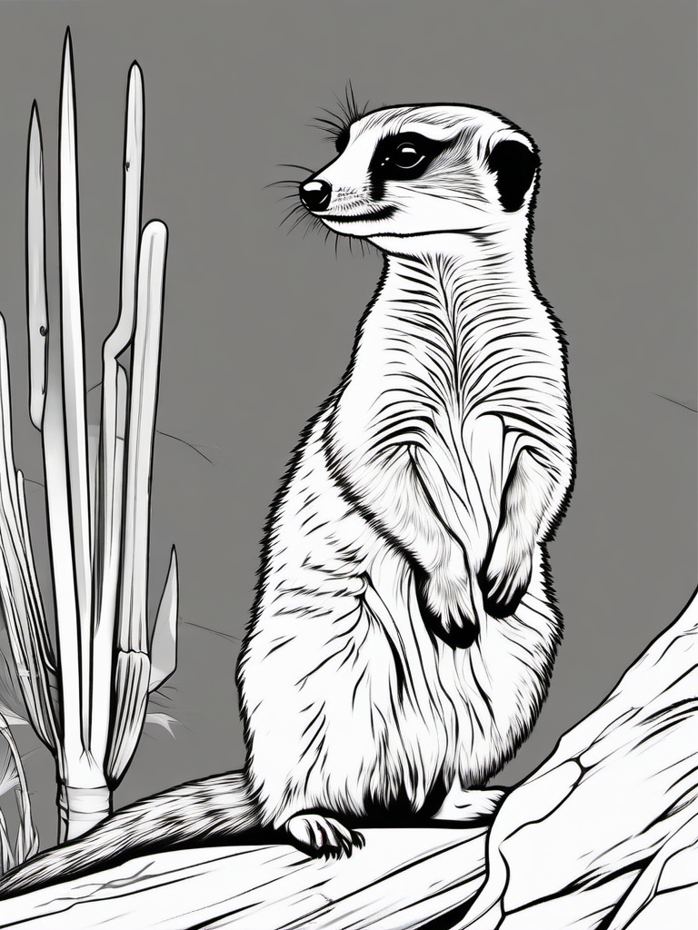 Meerkat Coloring Pages - Alert Standing Desert Mammal  black outline printable coloring page