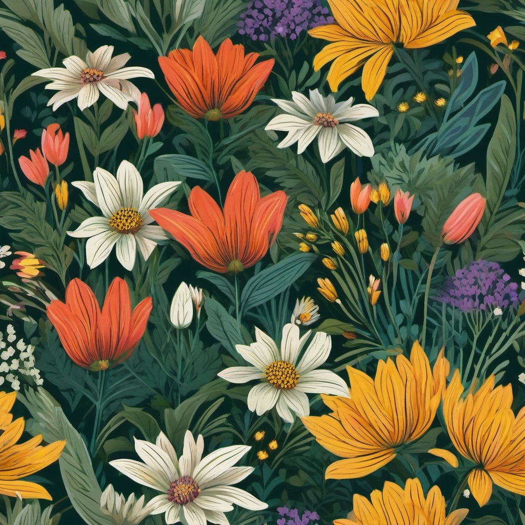 Spring Desktop Wallpaper - Transform your desktop into a wildflower paradise inspired by the floral abundance of Great Smoky Mountains National Park, evoking the season of rebirth.  intricate patterns, splash art, wallpaper art