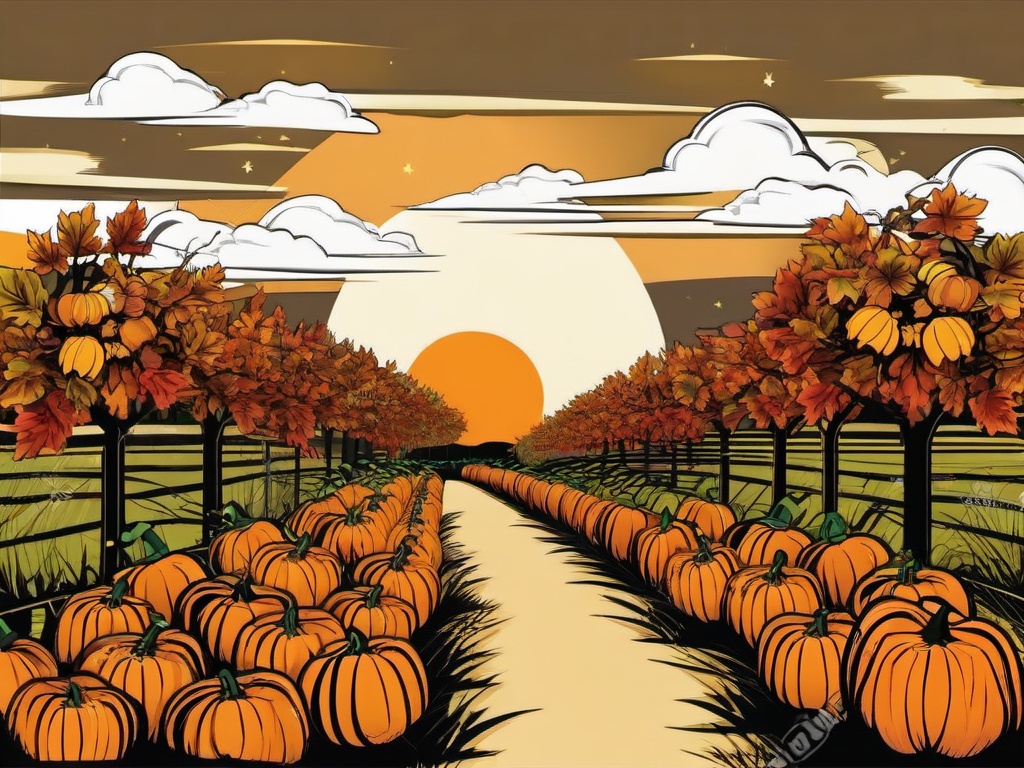 Fall clipart - pumpkin patch ready for harvest  