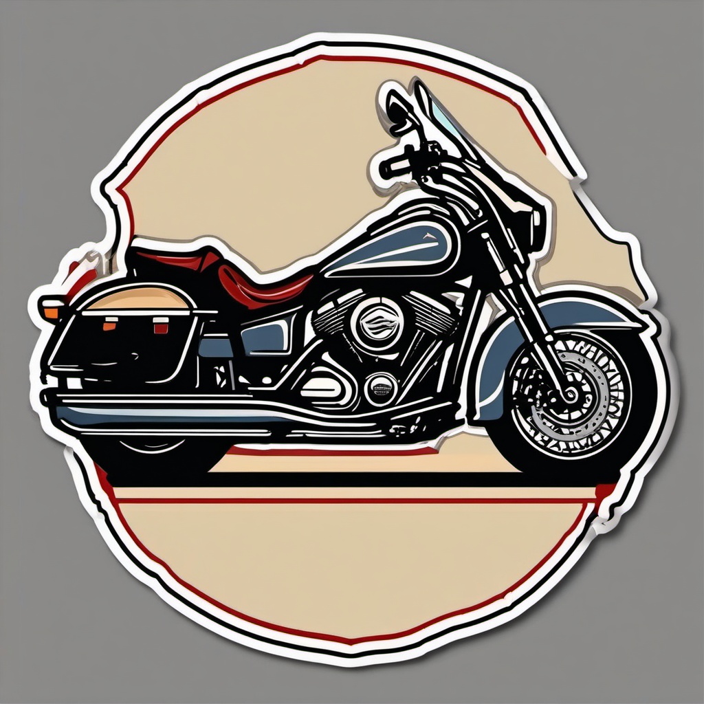 Touring Motorcycle Sticker - Open-road cruiser, ,vector color sticker art,minimal