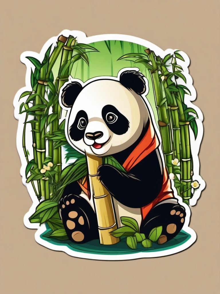 Panda Paradise sticker- Bamboo-munching Bliss, , color sticker vector art