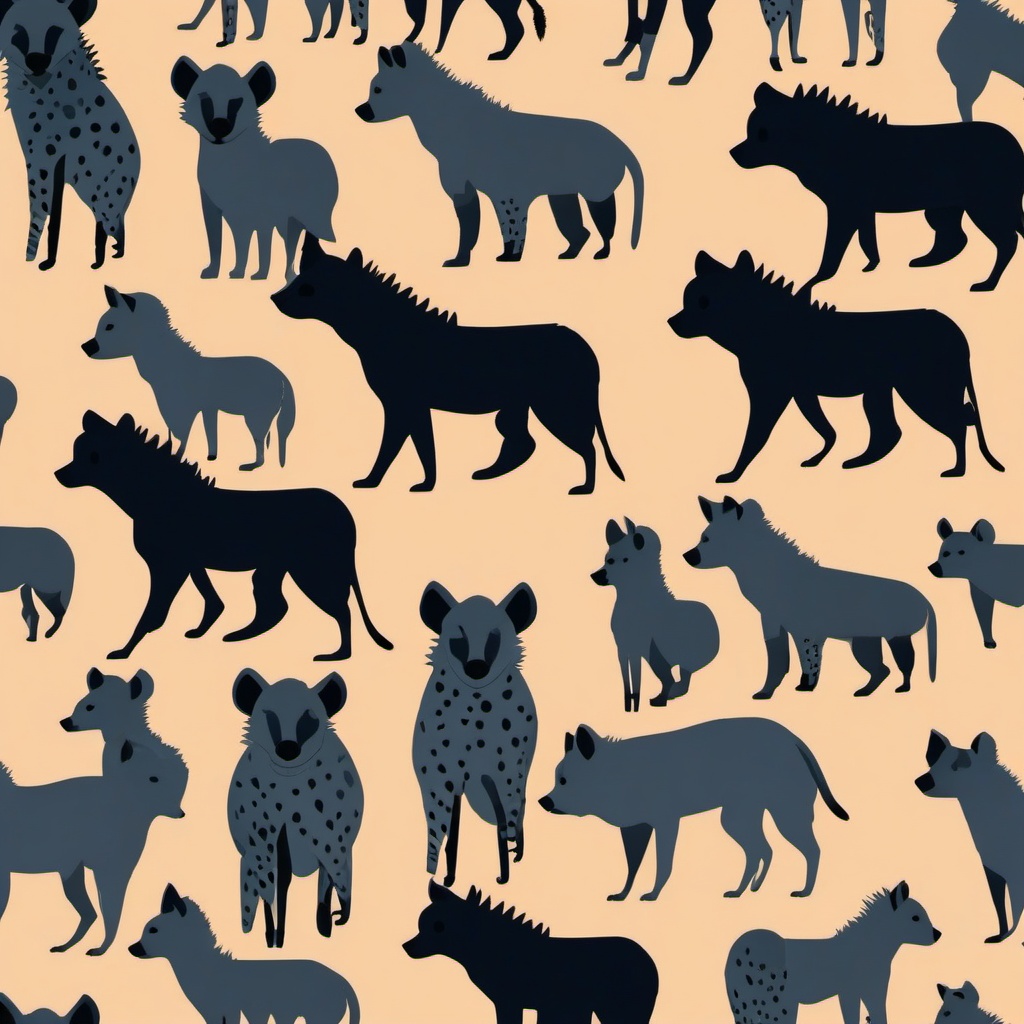 Hyena Pack Clip Art - A pack of hyenas on the prowl,  color vector clipart, minimal style