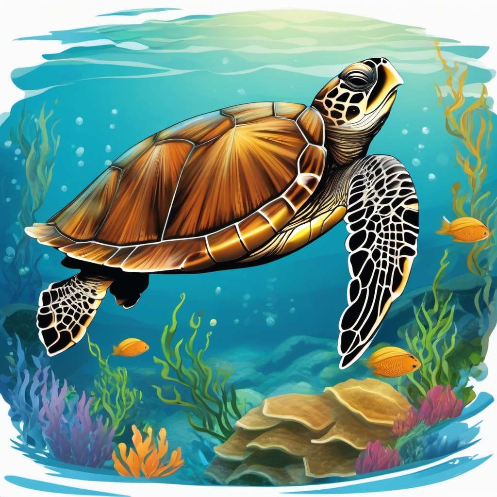 Turtle clipart - turtle swimming in the ocean  