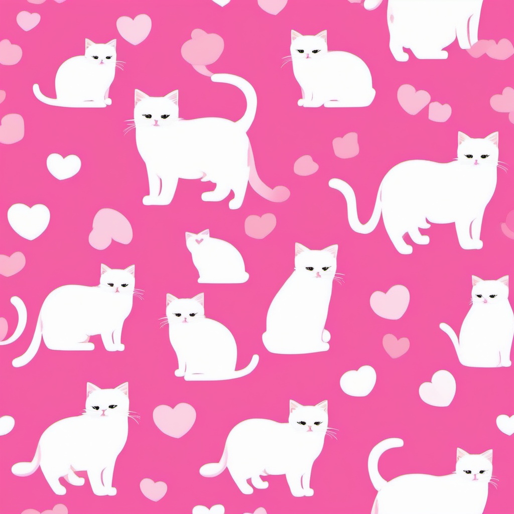 Cat Background Wallpaper - white cat pink background  