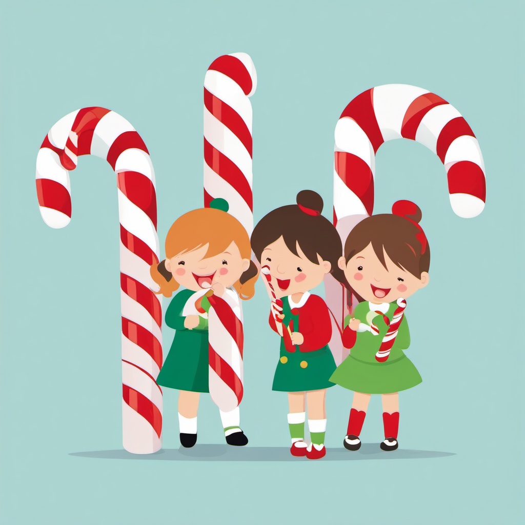 Candy Cane clipart - candy cane being enjoyed by children  color,minimalist,vector clipart