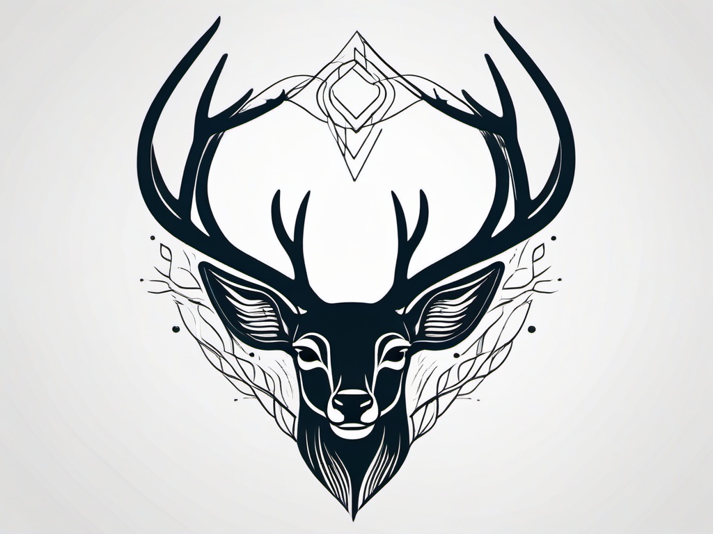 Deer Heartbeat Tattoo - Embrace nature-inspired elegance with a tattoo featuring a heartbeat line and the graceful silhouette of a deer.  simple vector color tattoo,minimal,white background