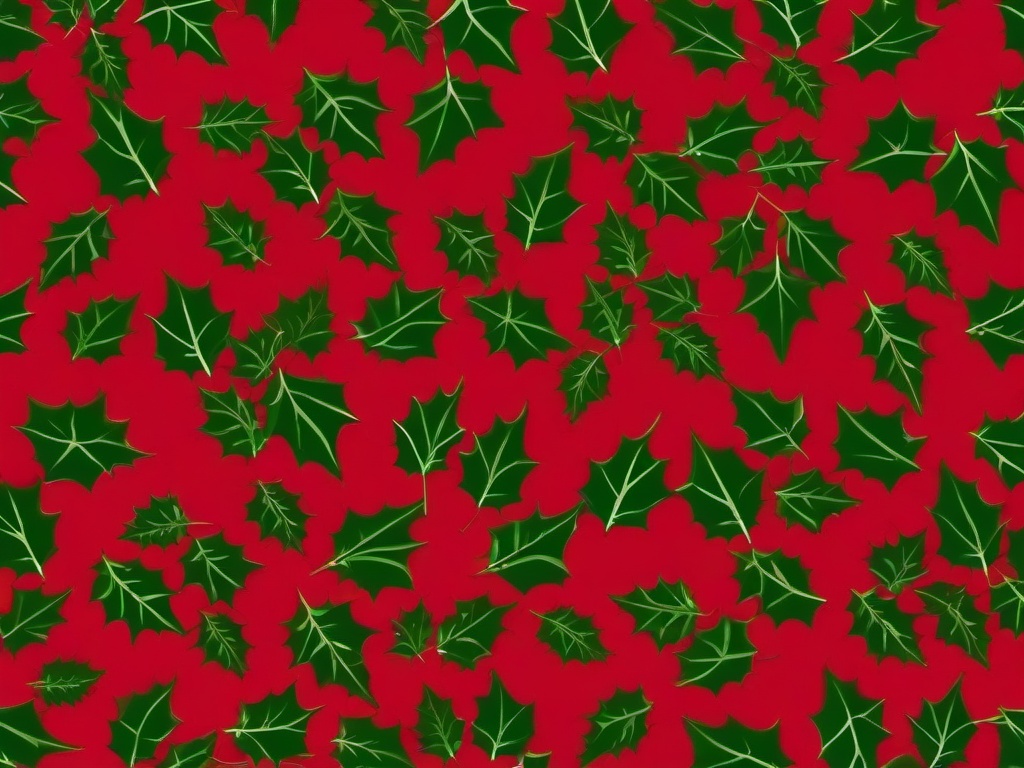 Red & Green Background-Bold red with green holly leaf patterns, perfect for Christmas decorations  background wallpaper