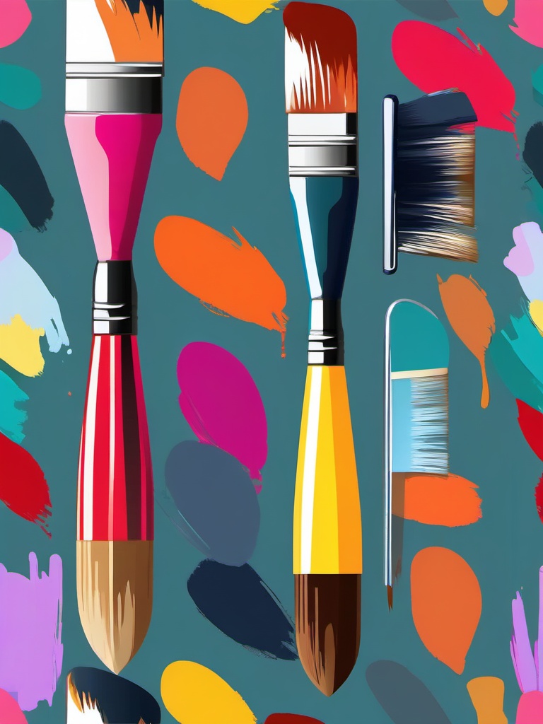 Paint Brush clipart - paintbrush with bright colored strokes  color,minimalist,vector clipart