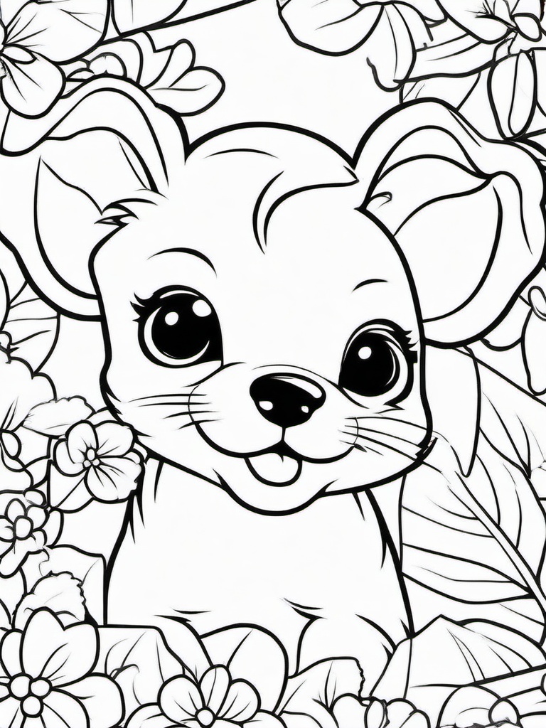 Puppy and Mouse Coloring Pages - Sweet Friendship Between Puppy and Mouse  minimal black outline printable sheet, coloring page