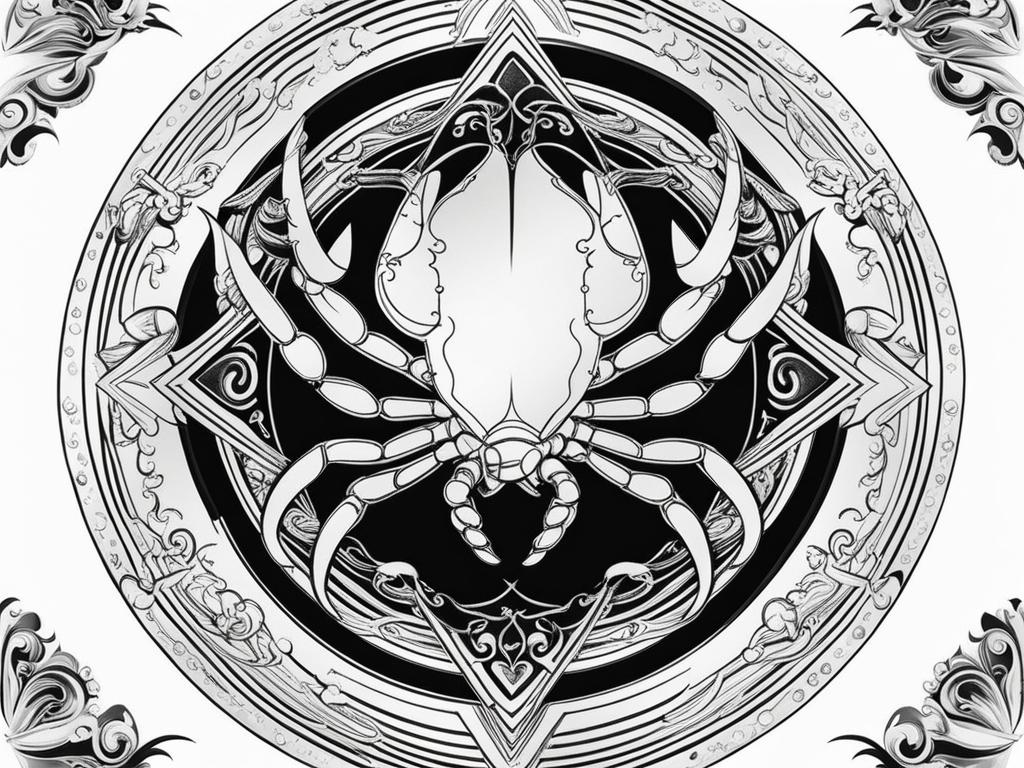 cancer zodiac tattoo black and white design 