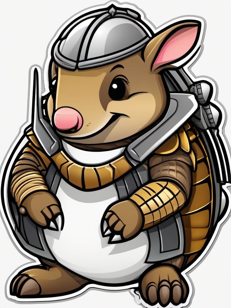 Armadillo cartoon - armored animal that curls up  cartoon sticker style