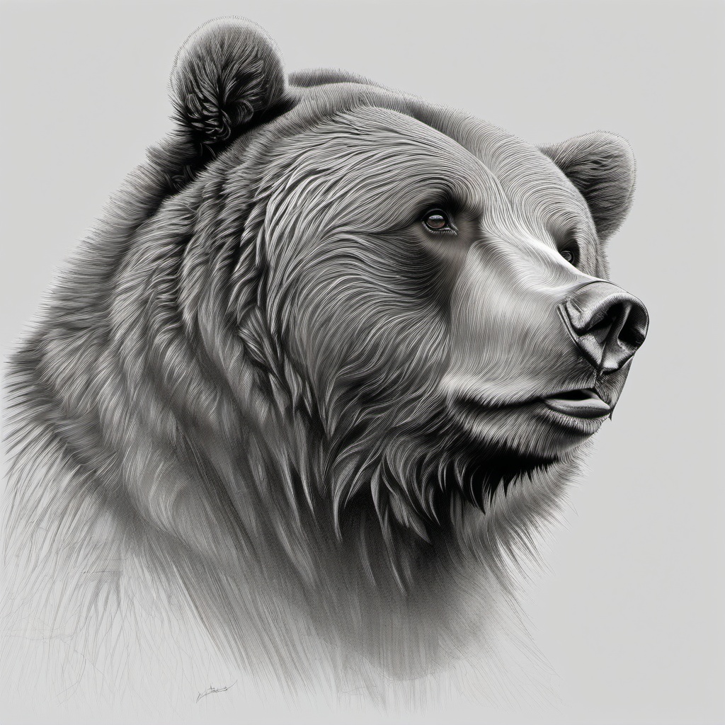 drawing of a Alaskan brown bear  minimal rough sketch scribbles,doodles,black and white