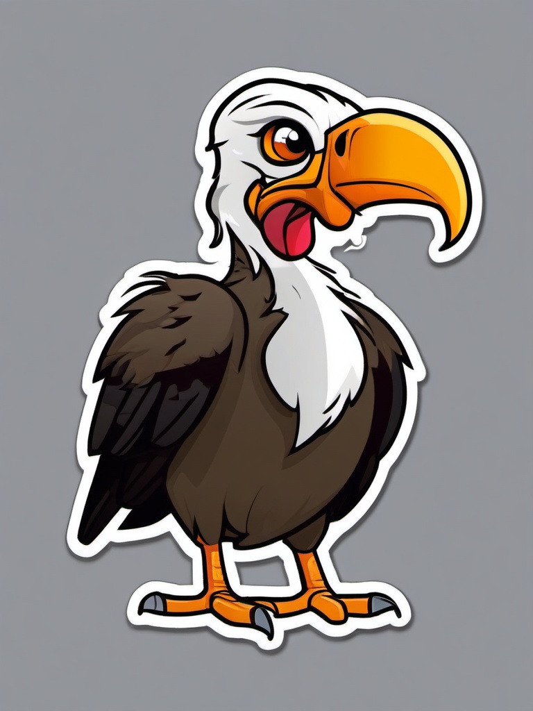 Vulture cartoon - bald, scavenging bird  cartoon sticker style