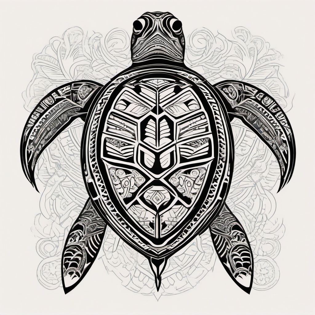 Hawaiian Tattoo Turtle - Explore traditional Hawaiian tattoo artistry with a turtle design, incorporating cultural elements and symbolism.  simple color tattoo,minimal vector art,white background