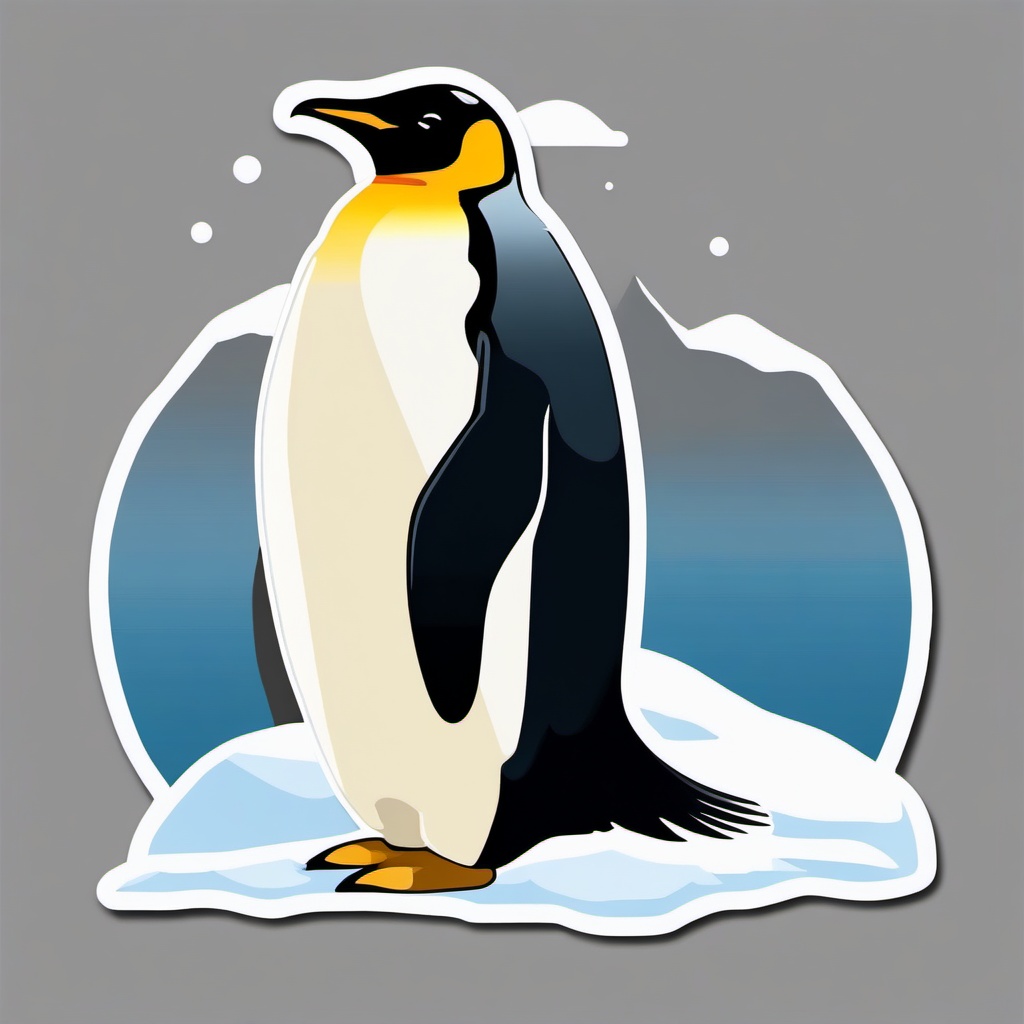 Emperor Penguin Sticker - An emperor penguin waddling on ice, ,vector color sticker art,minimal