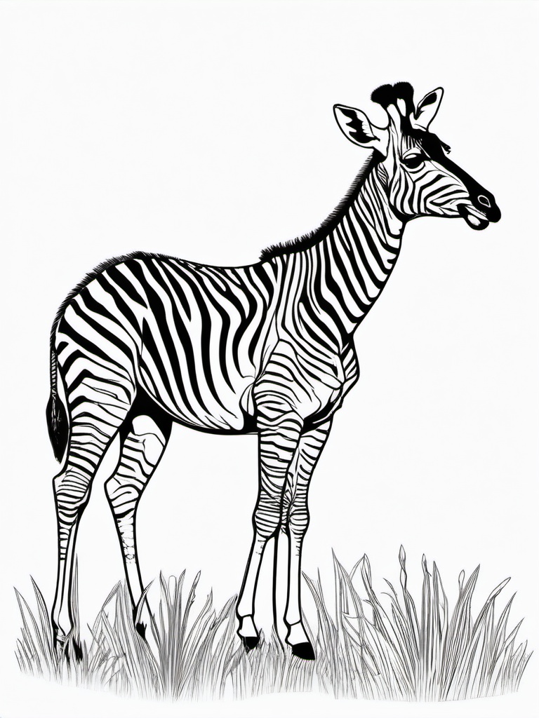 Okapi Coloring Pages - Zebra-Like Giraffe Relative  black outline printable coloring page